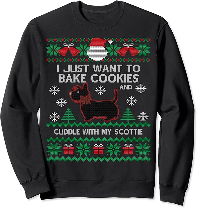 Scottie Dog Ugly Christmas Party Scottish Terrier Novelty Sweatshirt